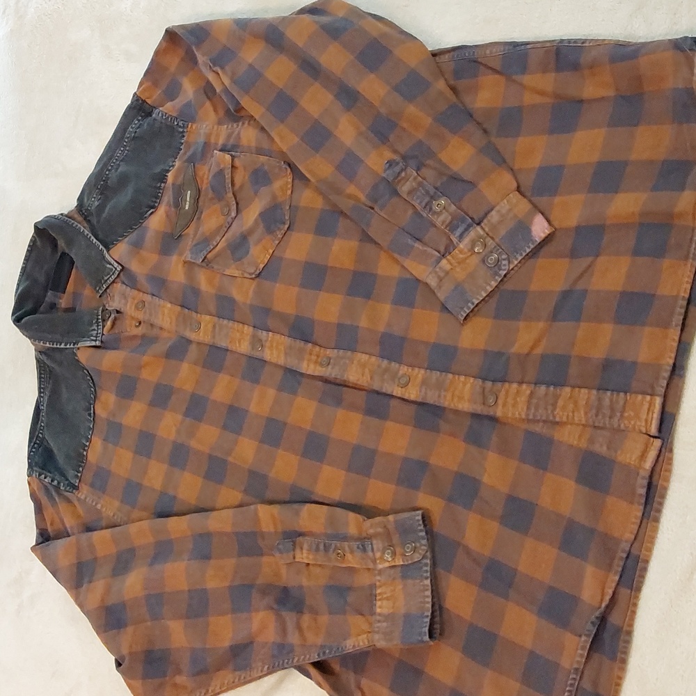 Harley-Davidson Brown Plaid Long Sleeve Button-Up Size 2XL & Leather Fanny Pack - Picture 2 of 16